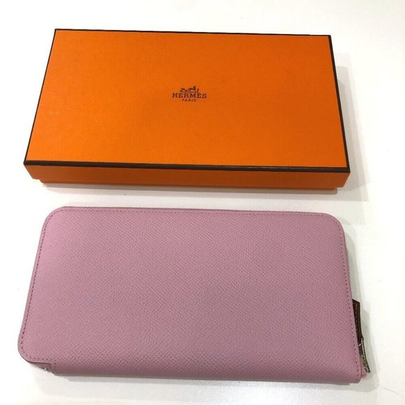 HERMES Azap Long Silk-In Zip Around Long Wallet Epsom Pink Based/SilverHardware - Picture 4 of 16